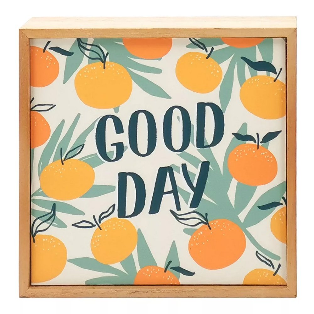 Sonoma Good Day Caption Box Bright Summer Tropical Palm & Oranges Wall Decor Art